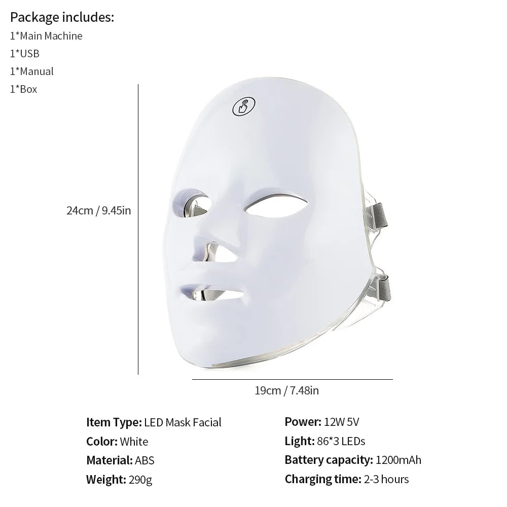 LumiGlow™ 7-Color LED Face & Neck Therapy Anti-aging Mask